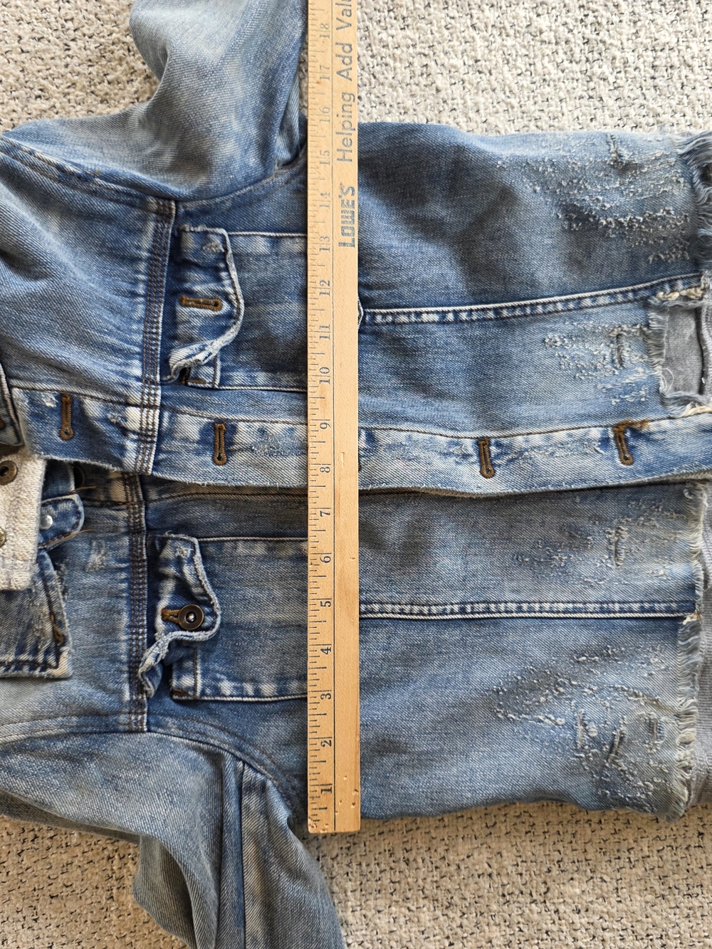 Free People Distressed Denim Sweatshirt Hoodie Jacket XS Grunge Y2K - Picture 5 of 5